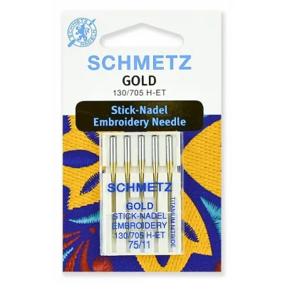 Иглы Schmetz для вышивки Gold, титаниум №75, 5шт